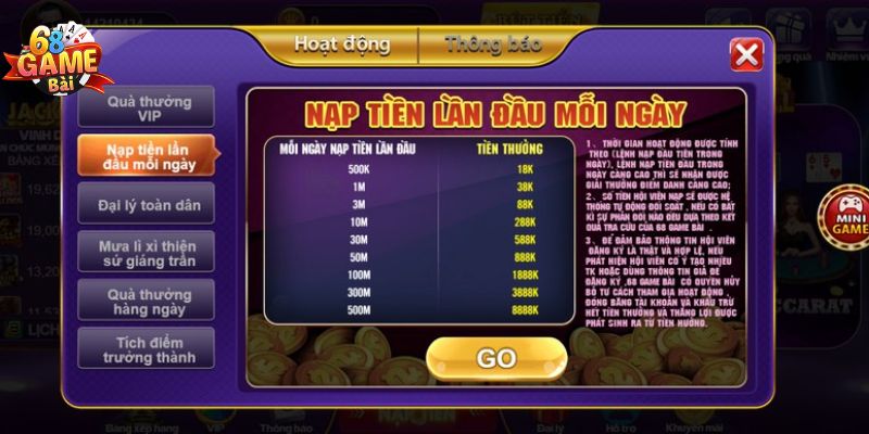 Bạn có thể tạo lệnh nạp tiền 68 Game Bài qua kênh trực tuyến