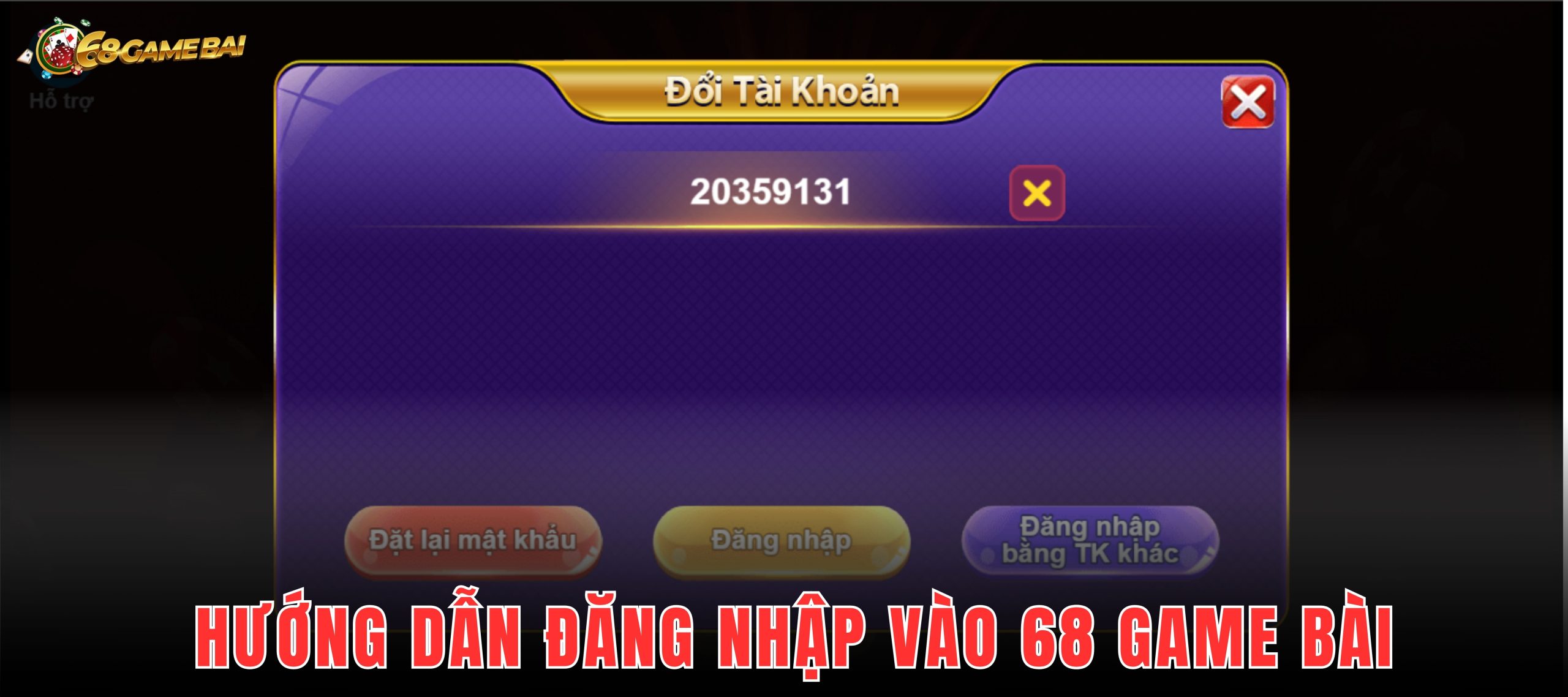 Giao diện đăng nhập 68 Game Bài